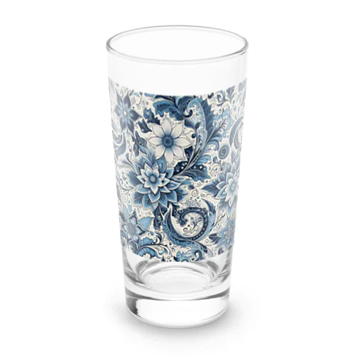 お花のバティック柄 ブルー Long Sized Water Glass