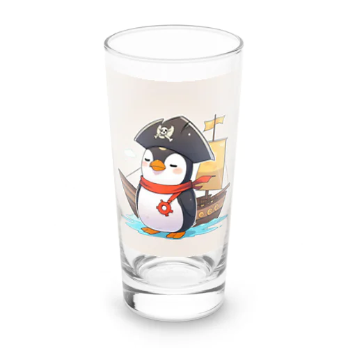 おもちゃの海賊船に乗ったかわいいペンギン Long Sized Water Glass