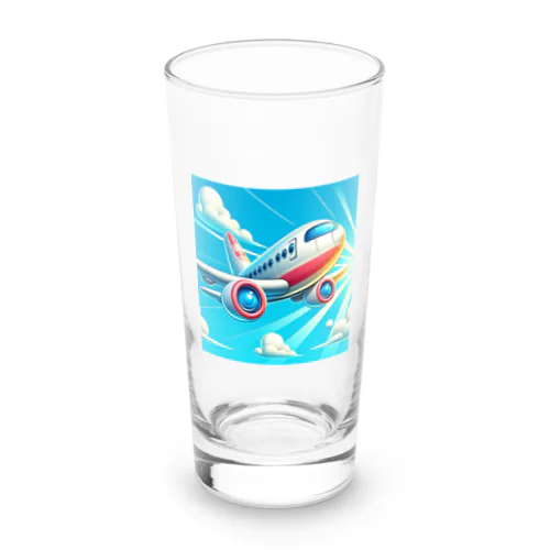 空飛ぶ飛行機のイラスト Long Sized Water Glass