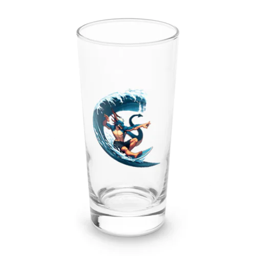 夏だ！ドラゴンもサーフィンだ Long Sized Water Glass