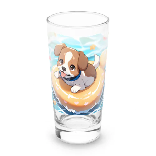 海水浴してるワンコちゃん Long Sized Water Glass