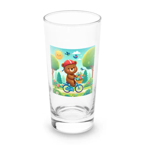 自転車に乗ったクマ　人気アイテム　かわいい Long Sized Water Glass