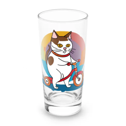 カラフル三輪車ねこ Long Sized Water Glass