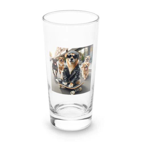 スケートボードの犬 グッズ Long Sized Water Glass