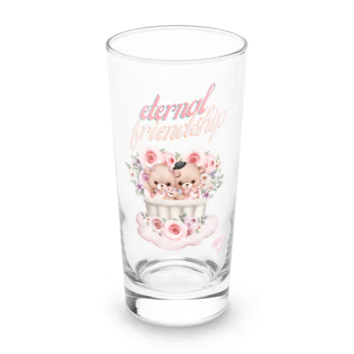 かわいいくまちゃんとお花 Long Sized Water Glass