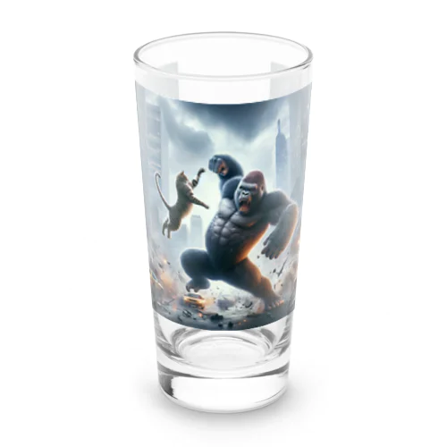 巨大ゴリラと巨大猫の戦い Long Sized Water Glass