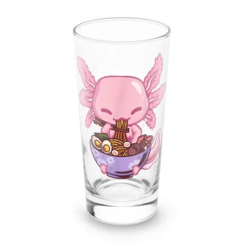 アホロートルラーメンアニメかわいい食べる女の子ティーンズ Long Sized Water Glass