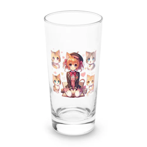 大好きな猫に囲まれて Long Sized Water Glass