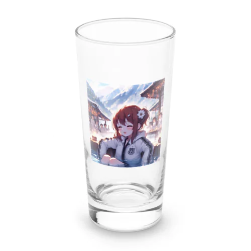 温泉楽しむ女子 Long Sized Water Glass