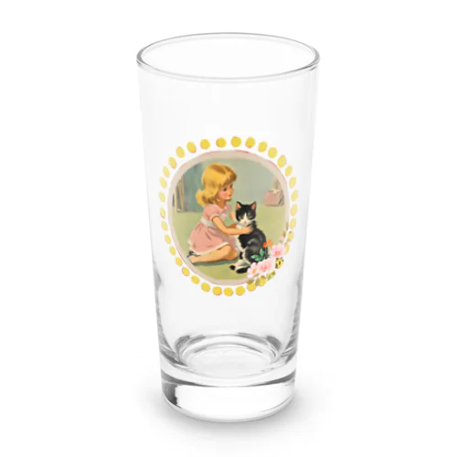 女の子の愛する子猫 Long Sized Water Glass