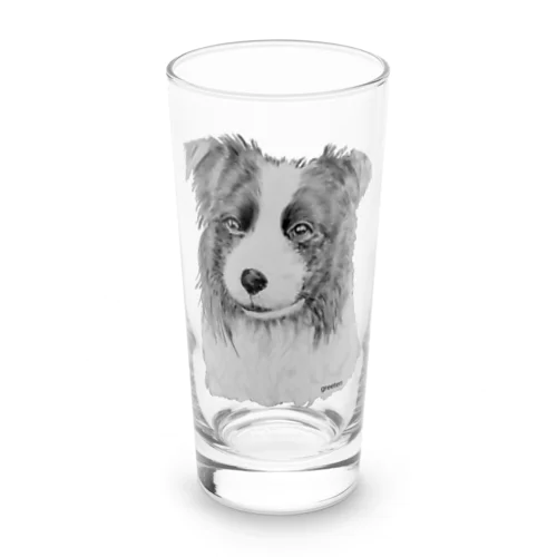 ボーダーコリー　アート犬モノクロ ロンググラス