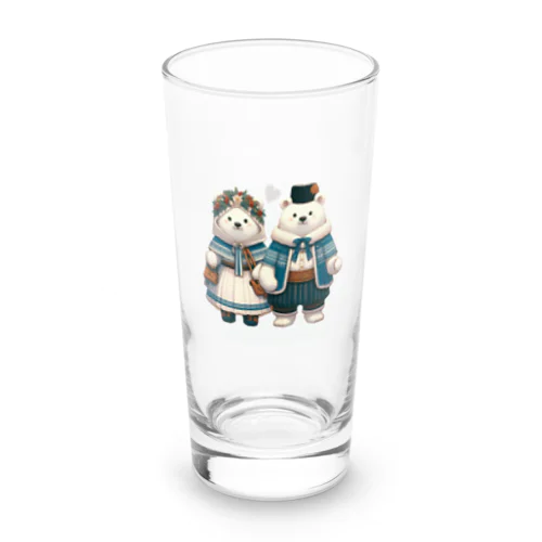 お揃いのお洋服でお散歩しろくま夫婦 Long Sized Water Glass