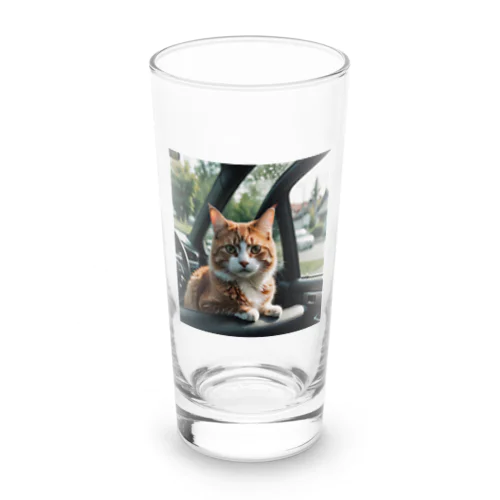 ドライブを楽しむ猫 Long Sized Water Glass