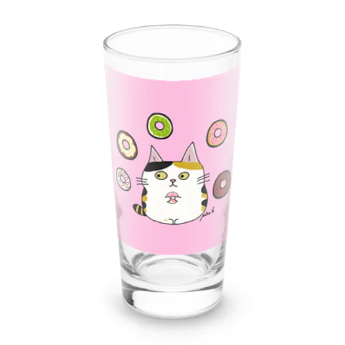 ドーナツみぃにゃんピンク Long Sized Water Glass