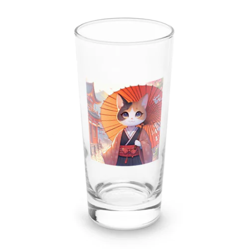 傘をさしている猫_アニメ風2 Long Sized Water Glass