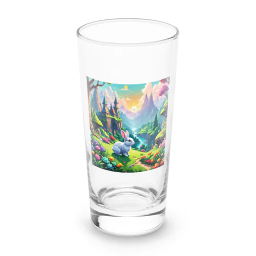 魔法の国の白ウサギ Long Sized Water Glass