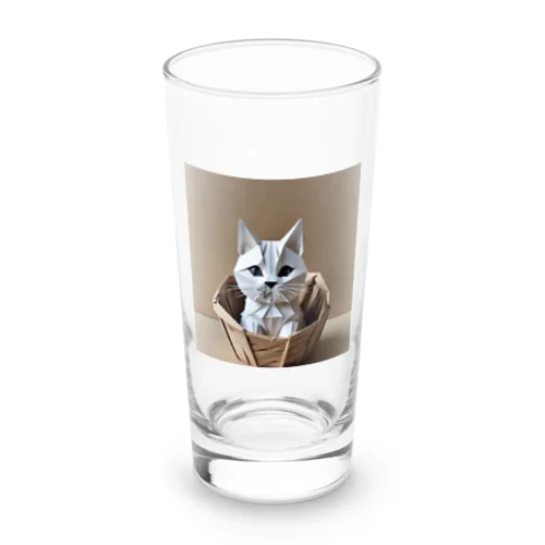 折り紙　バスケットに入っている猫 Long Sized Water Glass