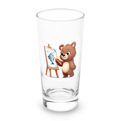 熊さんの大好物を描いてみた！グッズです Long Sized Water Glass