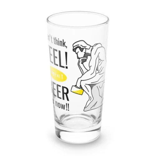 彫刻 × BEER（考える人：考えるな、感じろ! とりあえずビール!!）黒線画 Long Sized Water Glass