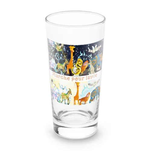 動物たちの行進「Marche pour la vie」バージョン Long Sized Water Glass