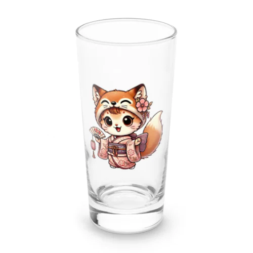 キュートなキツネコスチュームの子猫 Long Sized Water Glass