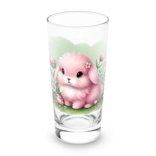 耳たれキュートなもふもふうさちゃん（ピンク） Long Sized Water Glass