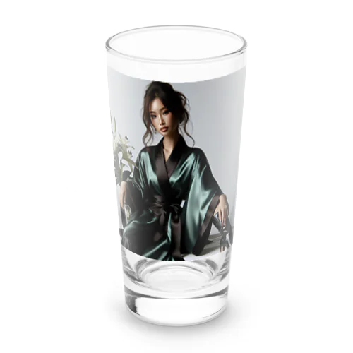 着物にブーツに美女 Long Sized Water Glass