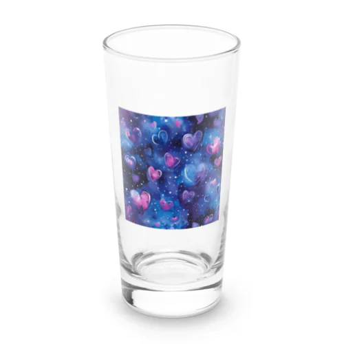 ハート　ピンク　青　クリスタル　夜空　可愛い Long Sized Water Glass