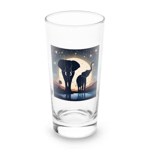満月と親子ぞう Long Sized Water Glass