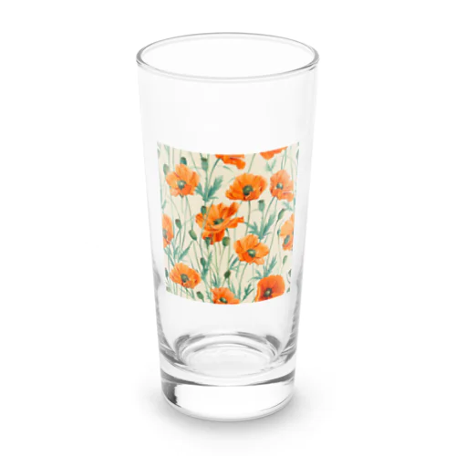 イラスト　色鮮やかなオレンジ色のコスモスの花 Long Sized Water Glass
