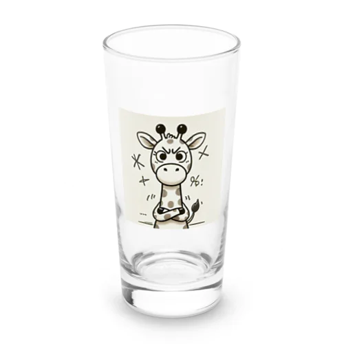 フリーハンドで描かれたイラストに、怒って腕組みをするキリン Long Sized Water Glass