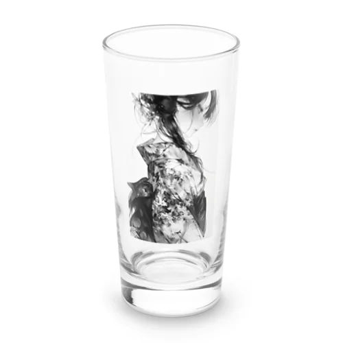 花の着物の女性 Long Sized Water Glass