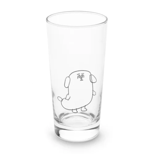 もじゃまる茫然　黒 Long Sized Water Glass