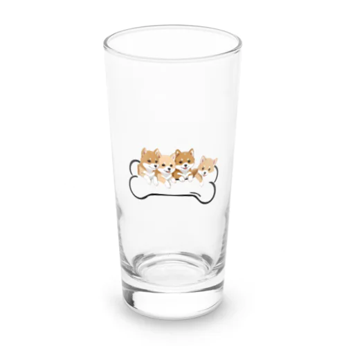 骨上の柴犬4兄弟 Long Sized Water Glass