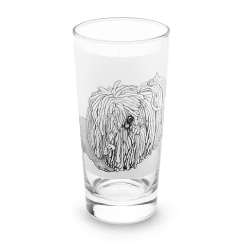 かしこいプーリー犬が振り向いた。puli illustration  Long Sized Water Glass