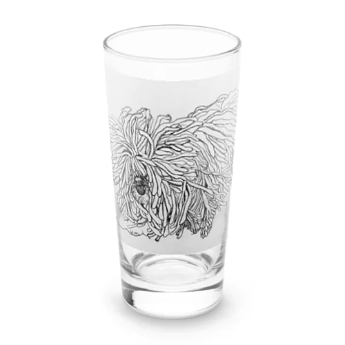 かしこいプーリー犬が転がる。 puli illustration  Long Sized Water Glass