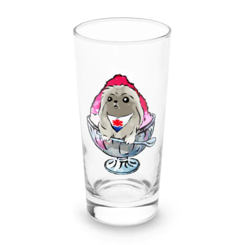 かき氷ワンちゃん　氷イチゴ　ペキニーズ　フォーン Long Sized Water Glass