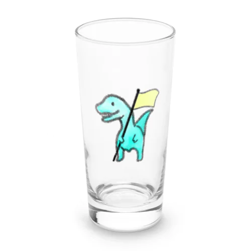 勝利の黄色いフラッグ恐竜 Long Sized Water Glass