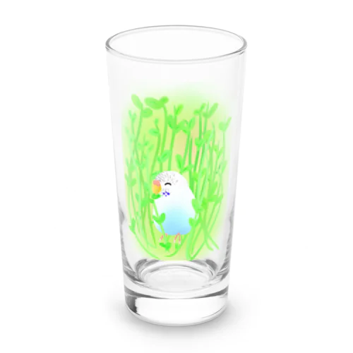 豆苗まみれのセキセイちゃん Long Sized Water Glass