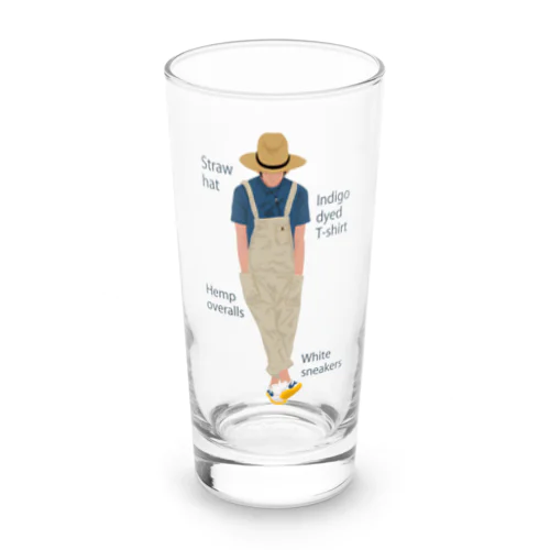 麦わらの青年にアイテムロゴをそえて Long Sized Water Glass
