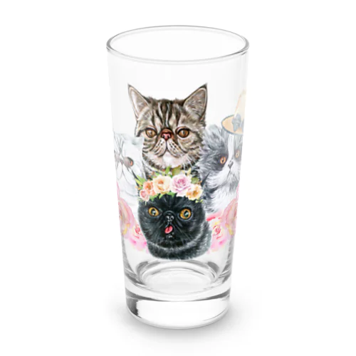 仲良し！ぺちゃかわ猫ちゃんたちのバカンス。 Long Sized Water Glass