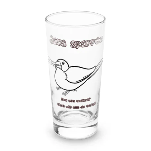 羽根くわえ文鳥 線画 Long Sized Water Glass