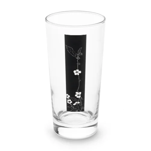 白と黒　花模様 Long Sized Water Glass