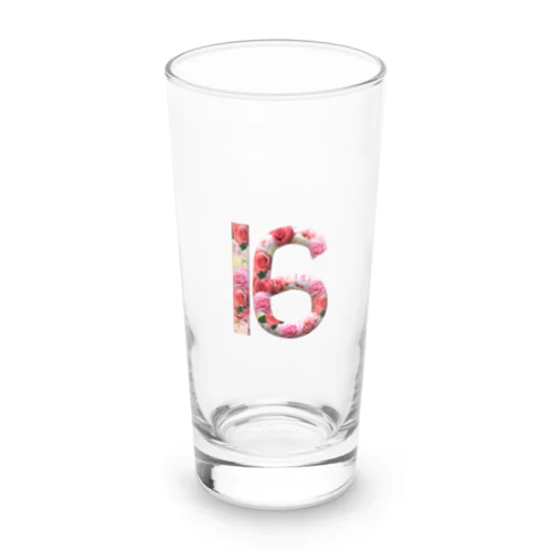 フラワー数字シリーズ「16」 Long Sized Water Glass