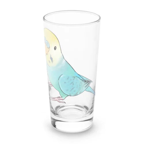 見上げるセキセイインコちゃん【まめるりはことり】 Long Sized Water Glass