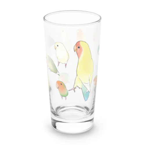 あつまれラブバード（コザクラインコ・ボタンインコ）ちゃん【まめるりはことり】 Long Sized Water Glass