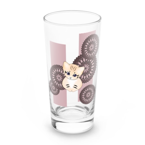 砂漠にいそうな猫さん(和柄/菊/あずき色) Long Sized Water Glass