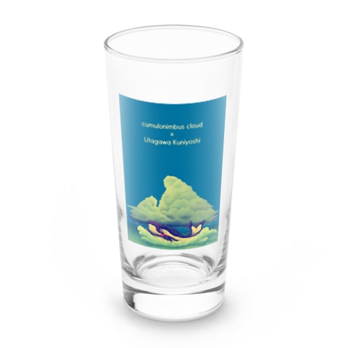 入道雲と歌川国芳の鯨（ちょっぴり派手バージョン） Long Sized Water Glass