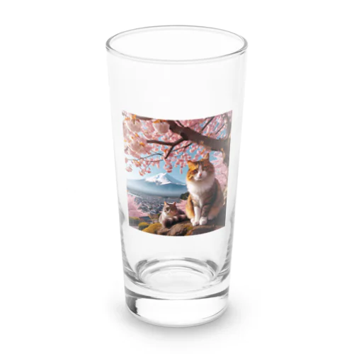 富士山と猫 Long Sized Water Glass