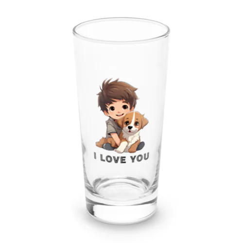 BOY & DOG, I LOVE YOU (14) Long Sized Water Glass